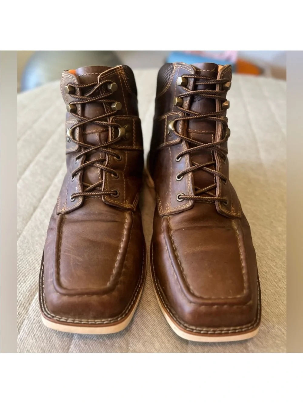 DOUBLE H Sz 13 Brown Leather 6” Phantom Rider Composite Toe Oil Slip Resistant